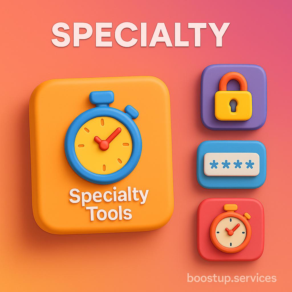 Professional specialty tools for everyday tasks - timers, generators, and utilities Free Online Specialty Tools - Timer, Password Generator, Stopwatch & Random Number Tools